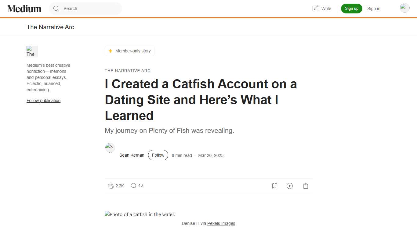 I Created a Catfish Account on a Dating Site and Here’s What I Learned | by Sean Kernan | The Narrative Arc | Medium