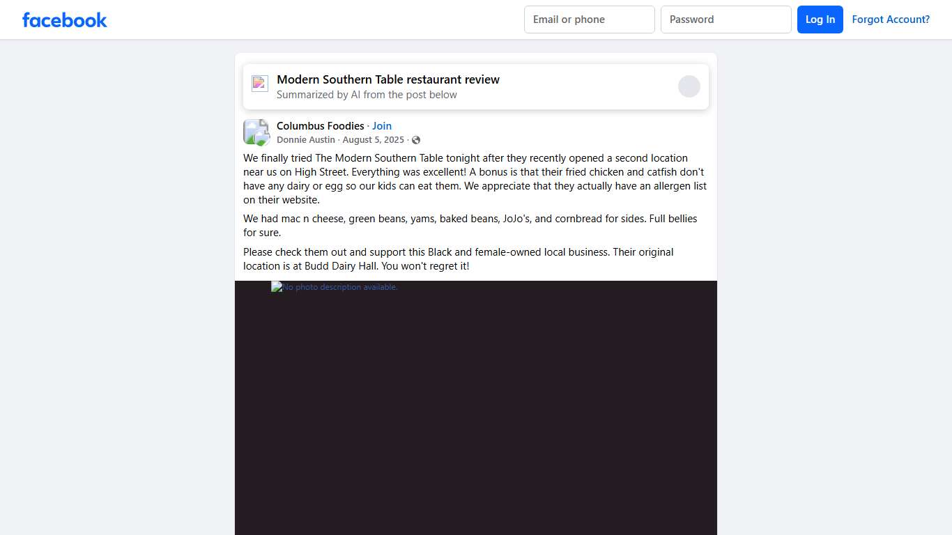 Columbus Foodies | We finally tried The Modern Southern Table tonight after they recently opened a second location near us on High Street | Facebook